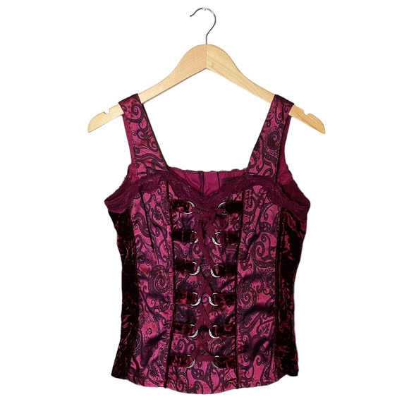 Tripp NYC Velvet Lace Up Corset Tank Top - Picture 1 of 6